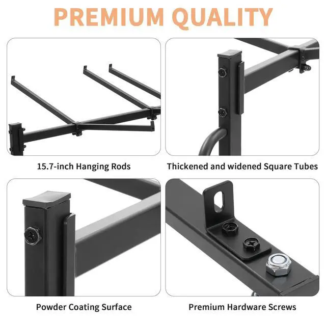 Alt view image 6 of 6 - Folding Chair Rack, Folding Chair Cart for 84 Chairs, Heavy Duty Utility Cart for Chair Storage and Moving, 530 Lbs Capacity, PVC Locking Wheels, Waterproof Cover, Black