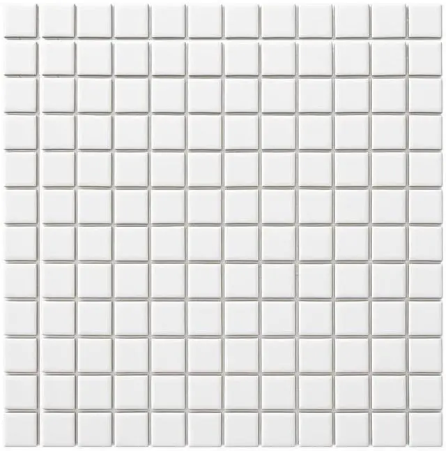 Main image of 1x1 Square White Porcelain Mosaic Tile for Bathroom Walls, Shower, Pool, Entryway, Floor and Backsplash, Easy Installation (5 Sheets)