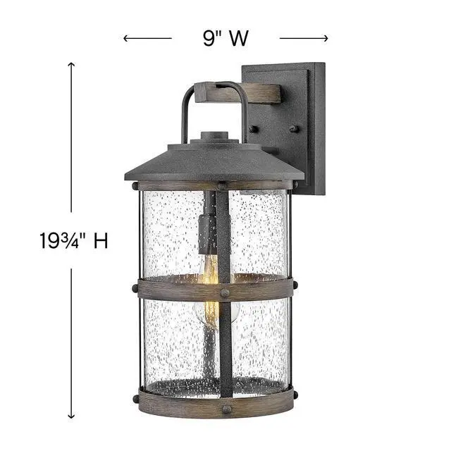 Alt view image 3 of 6 - Lakehouse Single Light Wall Mount Outdoor Lantern Estate Series, Coastal, Aluminum, Clear Seedy Glass Aged Zinc with Driftwood Gray Accents