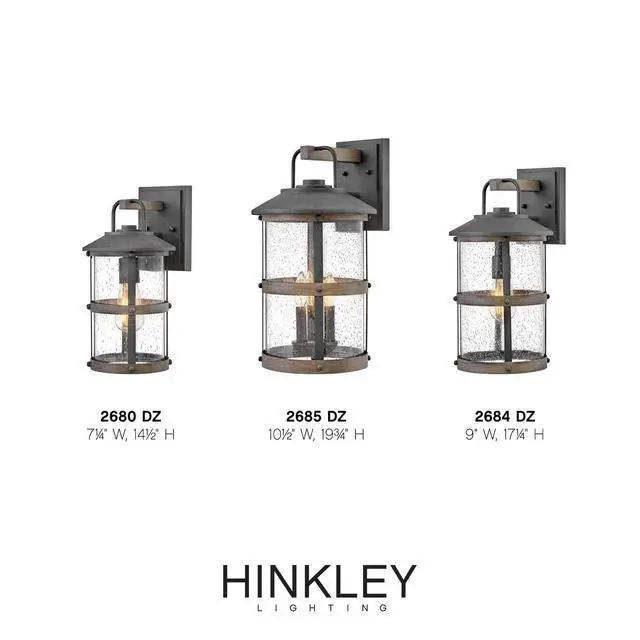 Alt view image 6 of 6 - Lakehouse Single Light Wall Mount Outdoor Lantern Estate Series, Coastal, Aluminum, Clear Seedy Glass Aged Zinc with Driftwood Gray Accents