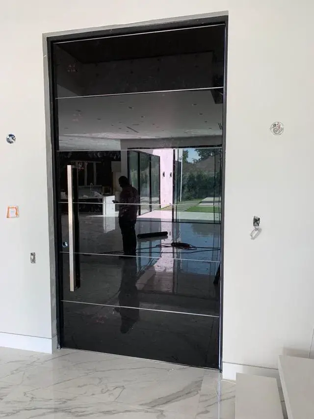 Alt view image 2 of 4 - Square Rectangle Flat Shape Bar Stainless Steel Modern Contemporary Entry Door Handle Bar Pull Shower Glass Sliding Barn Door Interior Exterior Door Pull Push Modern Finish. (Silver 48 Inch)