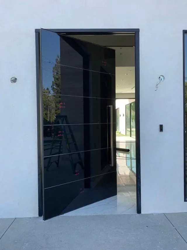 Alt view image 3 of 4 - Square Rectangle Flat Shape Bar Stainless Steel Modern Contemporary Entry Door Handle Bar Pull Shower Glass Sliding Barn Door Interior Exterior Door Pull Push Modern Finish. (Silver 48 Inch)