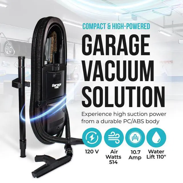 Alt view image 2 of 6 - Wall Mounted Garage Vacuum System InterVac GarageVac Built-in Central Vacuum for Workshop, RV, Boat, Utility Room, Compact Wall Mount Cleaner, Made in USA