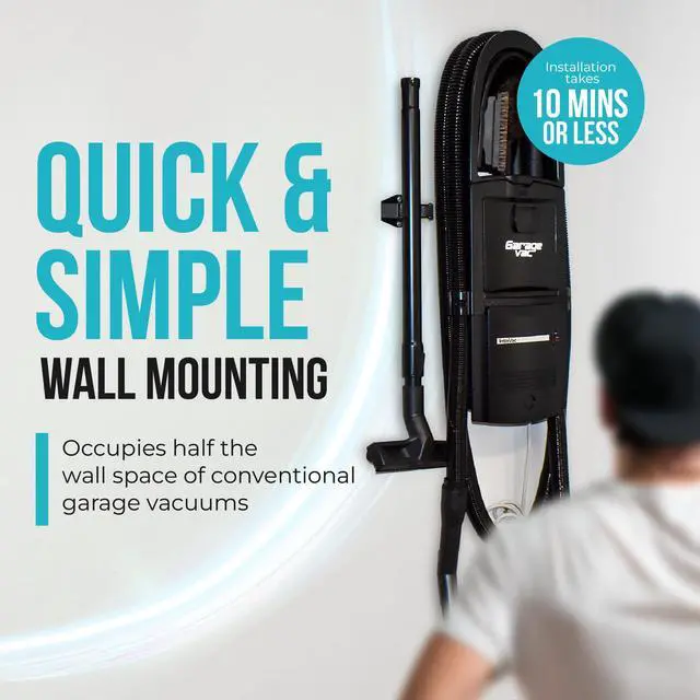 Alt view image 3 of 6 - Wall Mounted Garage Vacuum System InterVac GarageVac Built-in Central Vacuum for Workshop, RV, Boat, Utility Room, Compact Wall Mount Cleaner, Made in USA
