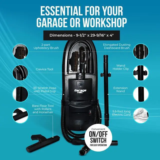Alt view image 5 of 6 - Wall Mounted Garage Vacuum System InterVac GarageVac Built-in Central Vacuum for Workshop, RV, Boat, Utility Room, Compact Wall Mount Cleaner, Made in USA