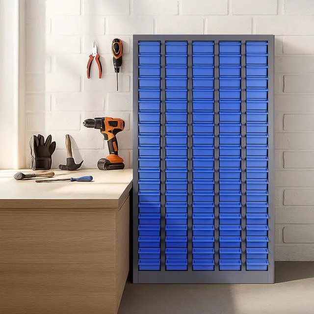 Main image of 100-Drawer Small Parts Organizer, Nut and Bolt Organizer, Bolt Bin, Grey Metal Storage Cabinet Tool Cabinet with Drawer for Garage, Workshop, Home & Office