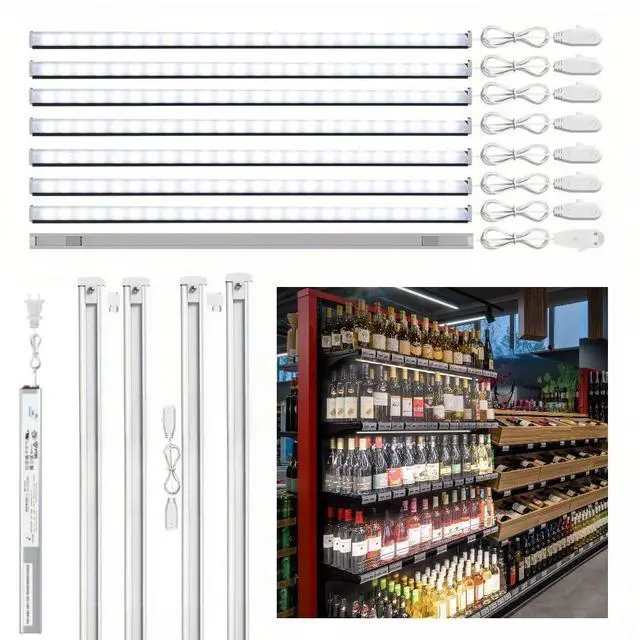 Main image of Retail Gondola Light Kit, 6000K Pure White Magnetic Mount with 24V Driver & Power Track for Retail, Supermarket, Liquor & Gas Station Shelves, 40 Inch, 8 Pack