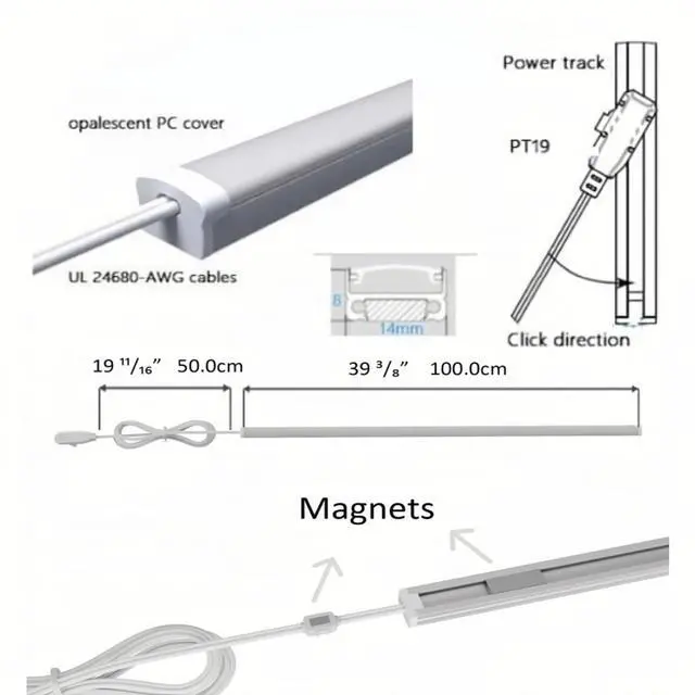 Alt view image 4 of 6 - Retail Gondola Light Kit, 6000K Pure White Magnetic Mount with 24V Driver & Power Track for Retail, Supermarket, Liquor & Gas Station Shelves, 40 Inch, 8 Pack