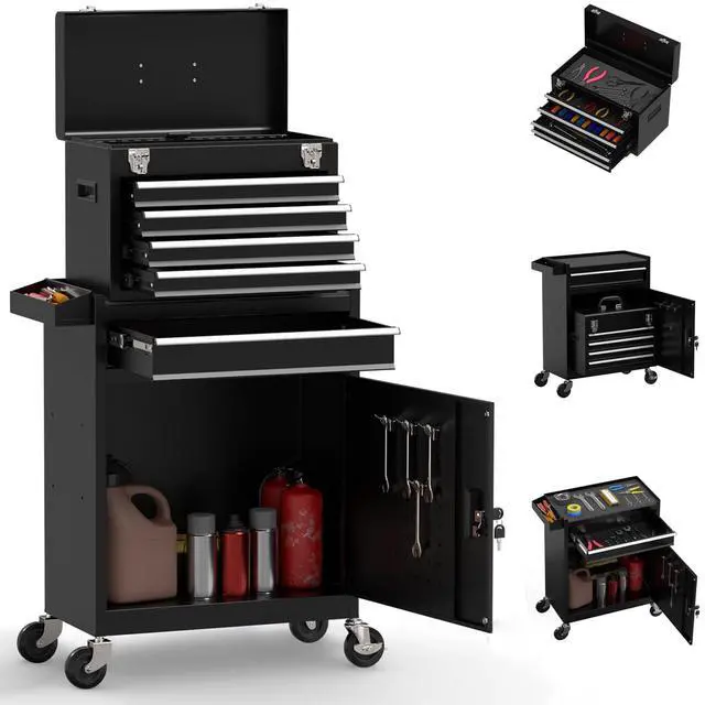 Main image of 5-Drawer High Capacity Rolling Tool Chest, Removable Toolbox on Wheels Organizers, Lockable Tool Box Tool Storage Cabine with Drawers and Wheels for Workshop and Warehouse