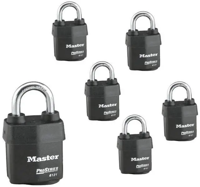 Main image of Six (6) High Security Pro Series Padlocks w/12 Keys, 6121NKA-6 w/BumpStop Technology