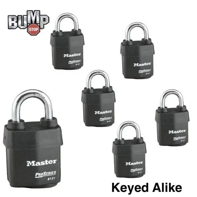 Alt view image 2 of 4 - Six (6) High Security Pro Series Padlocks w/12 Keys, 6121NKA-6 w/BumpStop Technology