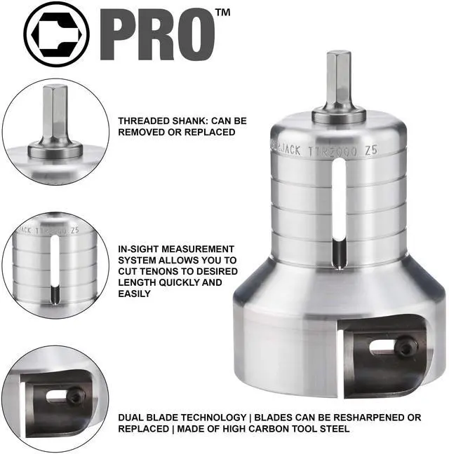 Alt view image 2 of 5 - Tenon Cutter for Log Furniture, 0.75" Diameter, Pro Series Machined from a Solid Aluminum Billet, 1/2" Shank, Dual Blades Create a Radius Shoulder Profile, DIY Made in USA