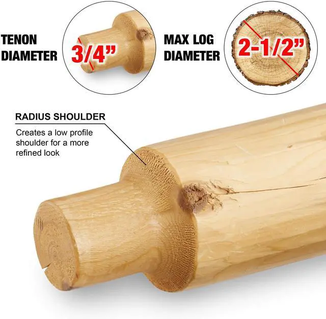 Alt view image 3 of 5 - Tenon Cutter for Log Furniture, 0.75" Diameter, Pro Series Machined from a Solid Aluminum Billet, 1/2" Shank, Dual Blades Create a Radius Shoulder Profile, DIY Made in USA