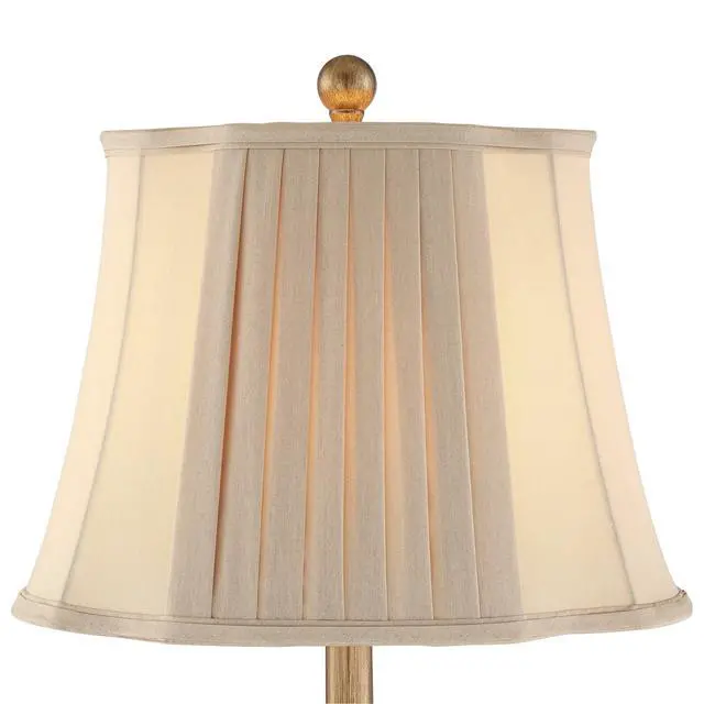 Alt view image 3 of 6 - Louis Traditional French Fleur-de-Lis Table Lamps 25.75" High Set of 2 Antique Gold Ivory White Pleated Bell Shade Decor for Living Room Bedroom House Bedside Nightstand Home