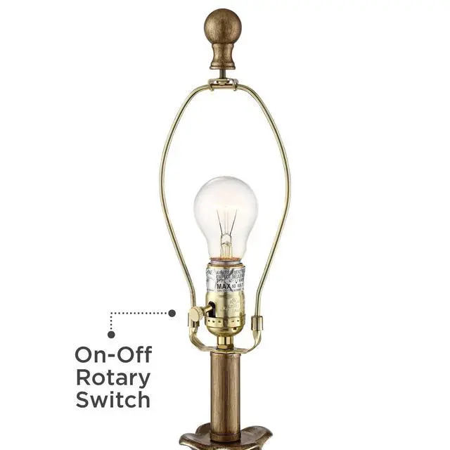 Alt view image 5 of 6 - Louis Traditional French Fleur-de-Lis Table Lamps 25.75" High Set of 2 Antique Gold Ivory White Pleated Bell Shade Decor for Living Room Bedroom House Bedside Nightstand Home