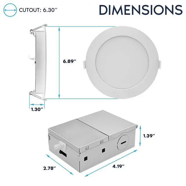 Alt view image 4 of 6 - 6 Inch LED Recessed Light, ECO Backlit Mini Panel Spotlight, 5CCT 2700K-5000K, 1400 Lumens, High Output, 15 Watts, Dimmable, IC Rated, Wet Rated, ETL Listed, Energy Star, Round (12 Pack)