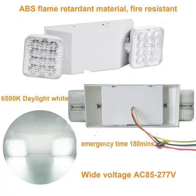 Alt view image 4 of 6 - 6 Pack Emergency Lights for Business, Commercial Emergency Lights with Battery Backup, Two Head Adjustable Emergency Lighting, LED Emergency Flood Light for Home Power Outage, Hard Wired 120-277V