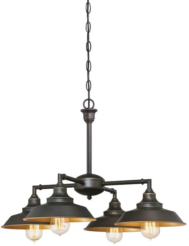 Main image of Lighting 6345000 Iron Hill Four-Light, Oil Rubbed Bronze Finish with Highlights Indoor Chandelier/Semi-Flush Ceiling Fixture, 4