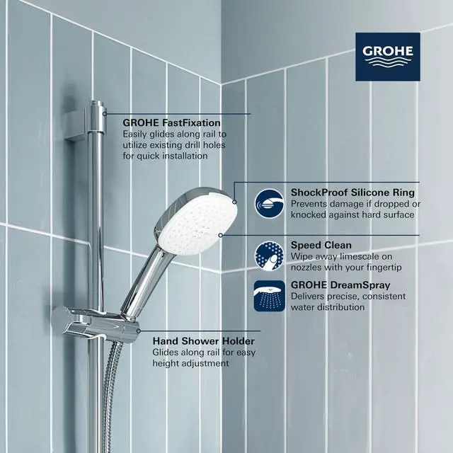 Alt view image 2 of 3 - 26924001 Tempesta 35-Inch Shower Slide Bar, StarLight Chrome