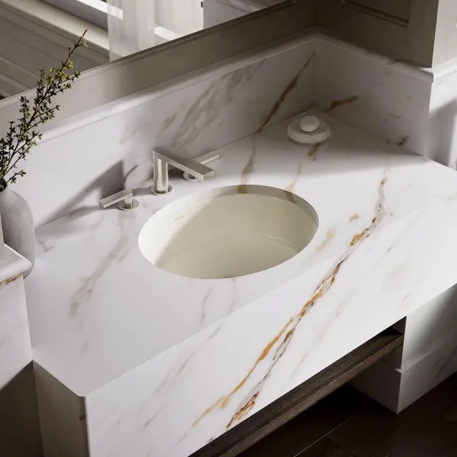 Alt view image 2 of 6 - K-2881-96 1-Bowl Undermount Bathroom Sink w/Overflow Biscuit