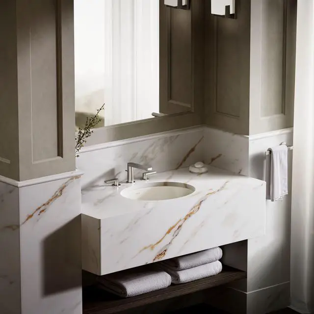 Alt view image 4 of 6 - K-2881-96 1-Bowl Undermount Bathroom Sink w/Overflow Biscuit