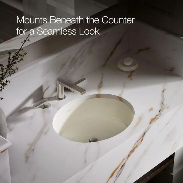 Alt view image 5 of 6 - K-2881-96 1-Bowl Undermount Bathroom Sink w/Overflow Biscuit