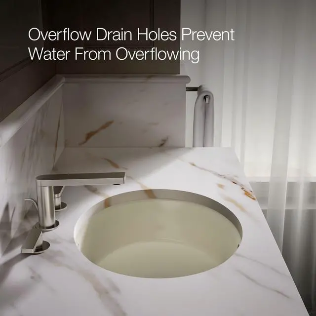 Alt view image 6 of 6 - K-2881-96 1-Bowl Undermount Bathroom Sink w/Overflow Biscuit