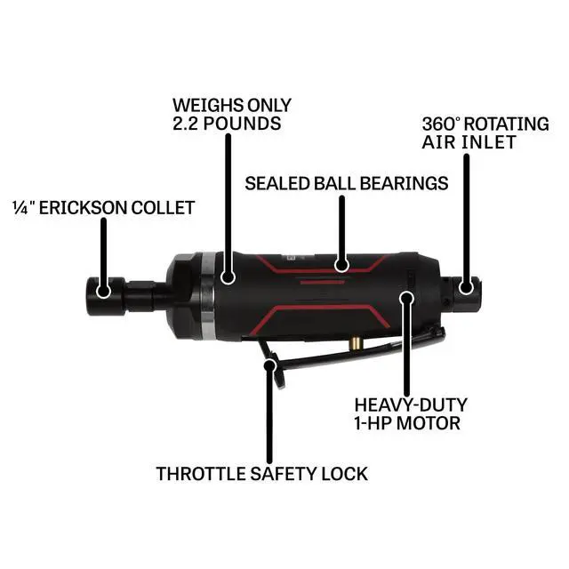 Alt view image 5 of 6 - 1/4-Inch Pneumatic Die Grinder, 20000 RPM (Model JAT-480)