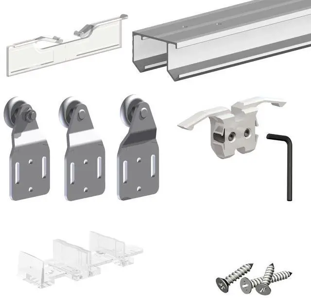 Main image of Sliding Closet Door Hardware Kit - 106-inch Double Track for 2 Or 3 Bypass Doors Up to 100lbs - SLID'UP 110