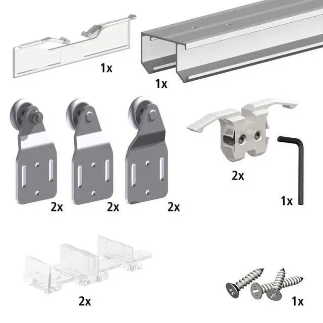 Alt view image 2 of 6 - Sliding Closet Door Hardware Kit - 106-inch Double Track for 2 Or 3 Bypass Doors Up to 100lbs - SLID'UP 110