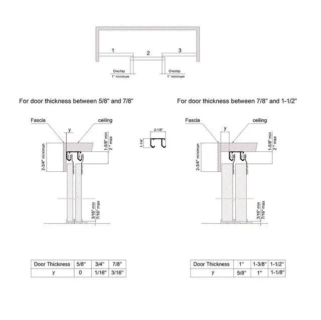 Alt view image 3 of 6 - Sliding Closet Door Hardware Kit - 106-inch Double Track for 2 Or 3 Bypass Doors Up to 100lbs - SLID'UP 110