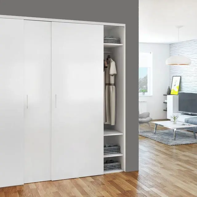 Alt view image 6 of 6 - Sliding Closet Door Hardware Kit - 106-inch Double Track for 2 Or 3 Bypass Doors Up to 100lbs - SLID'UP 110