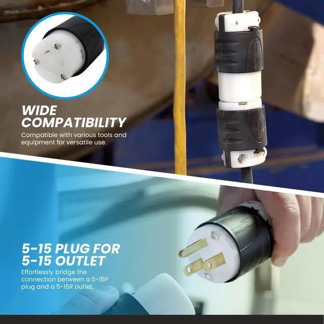 Alt view image 6 of 6 - IronBox Electric 5-15P to L5-20R Plug Adapter Power Cord - 15A, 125V, 14 AWG SOOW - UL Listed Power Cord Extension Cable - Heavy Duty Plug & Connector for Generator, Data Centers & More (40ft, Build)