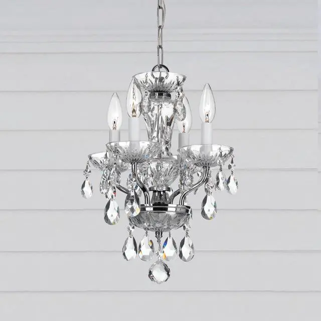 Alt view image 5 of 6 - Traditional Crystal 4 Light Clear Italian Crystal Polished Chrome Mini Chandelier