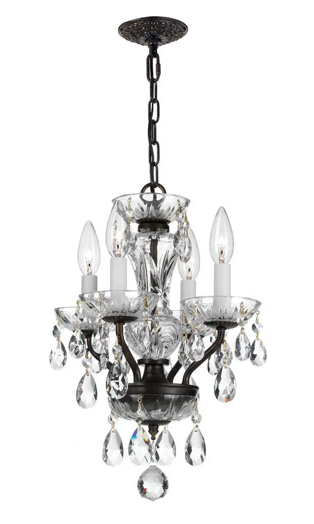 Main image of Traditional Crystal 4 Light Clear Italian Crystal English Bronze Mini Chandelier