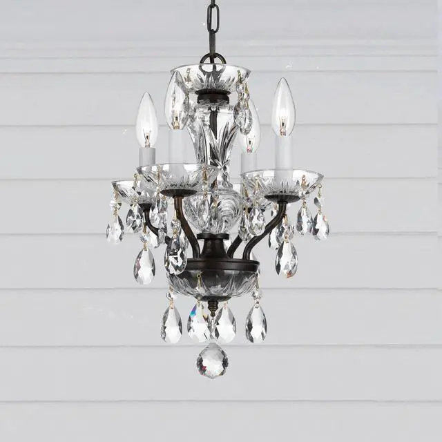 Alt view image 5 of 6 - Traditional Crystal 4 Light Clear Italian Crystal English Bronze Mini Chandelier