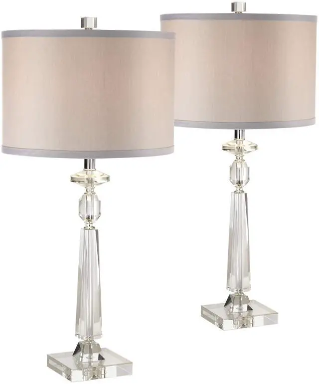 Main image of Aline 27" Tall Geometric Modern Table Lamps Set of 2 Clear Crystal Living Room Bedroom Bedside Nightstand House Office Home Reading Kitchen Entryway Console Family Dining