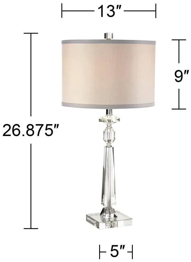 Alt view image 4 of 6 - Aline 27" Tall Geometric Modern Table Lamps Set of 2 Clear Crystal Living Room Bedroom Bedside Nightstand House Office Home Reading Kitchen Entryway Console Family Dining