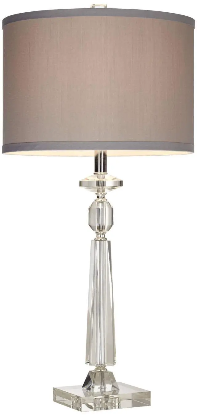 Alt view image 6 of 6 - Aline 27" Tall Geometric Modern Table Lamps Set of 2 Clear Crystal Living Room Bedroom Bedside Nightstand House Office Home Reading Kitchen Entryway Console Family Dining