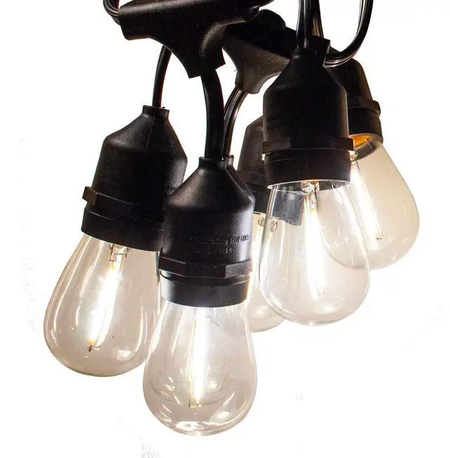 Main image of E26 Commercial Suspender Light String with S14 Light Bulbs (S14 LED Filament Bulbs, 100 Foot 50 Socket)