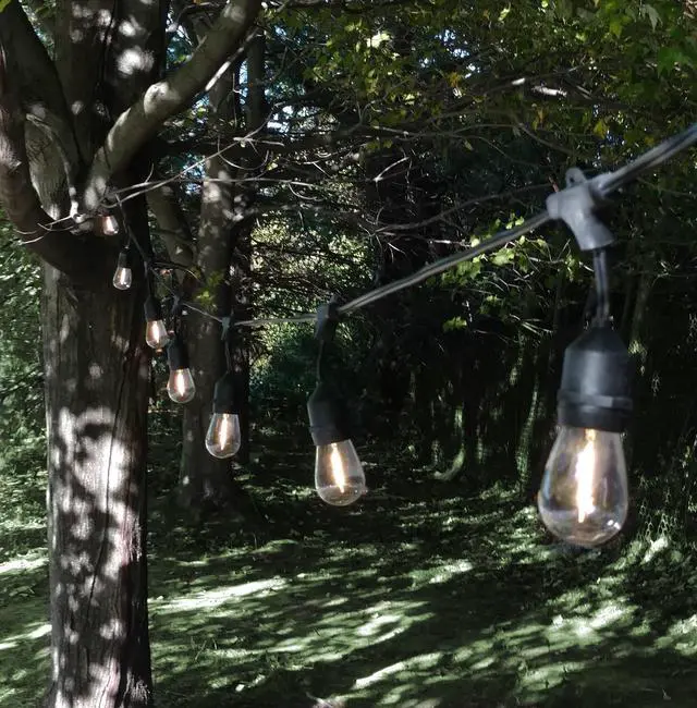 Alt view image 3 of 6 - E26 Commercial Suspender Light String with S14 Light Bulbs (S14 LED Filament Bulbs, 100 Foot 50 Socket)