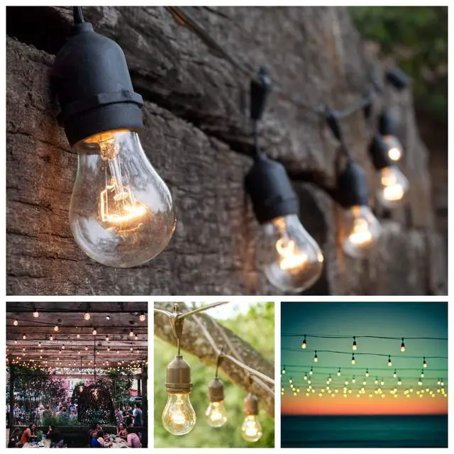 Alt view image 6 of 6 - E26 Commercial Suspender Light String with S14 Light Bulbs (S14 LED Filament Bulbs, 100 Foot 50 Socket)