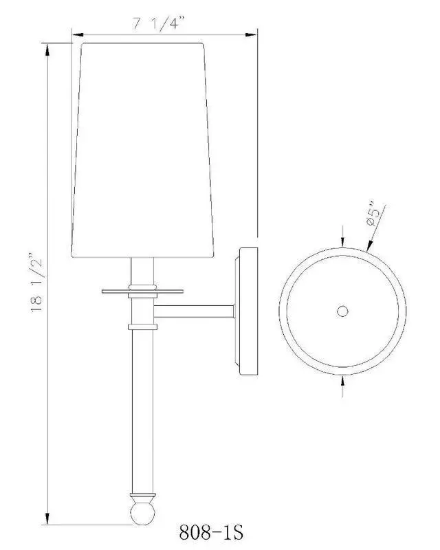 Alt view image 6 of 6 - 1 Light Wall Sconce 808-1S-RB
