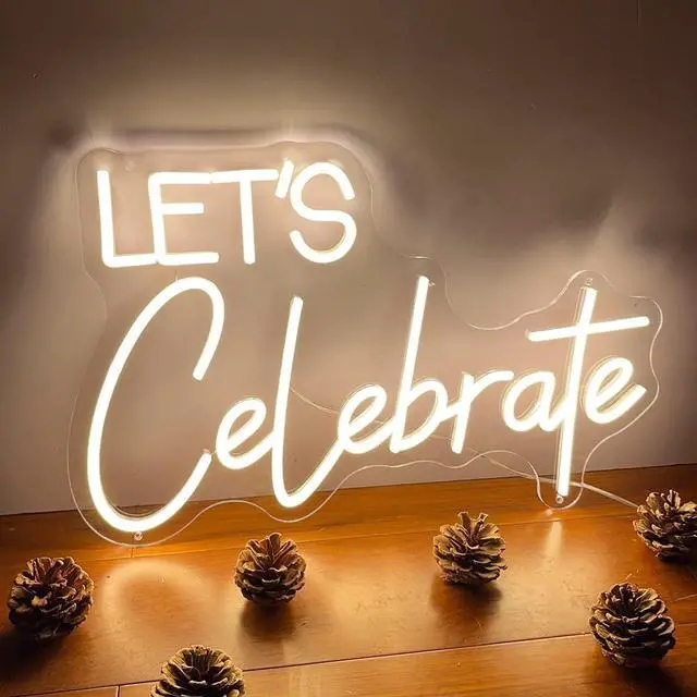 Alt view image 2 of 6 - Neon Sign The Celebrate for Wall Decor Custom Light Up Sign Indoor Bedroom Home Decor LED Neon Light Sign Large Backdrop Flex Birthday Wedding Christmas Living Room Business Gift,Warm White 31.5 IN