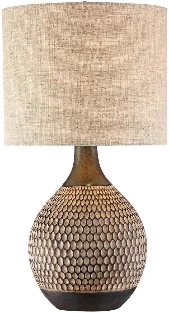 Main image of Emma Mid Century Modern 3-Way Table Lamp with Table Top Dimmer 21" High Wood Brown Finish Ceramic Tan Drum Shade for Cottage Core Living Room Bedroom House Bedside Nightstand Home