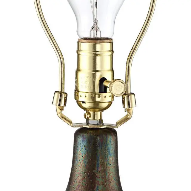 Alt view image 6 of 6 - Emma Mid Century Modern 3-Way Table Lamp with Table Top Dimmer 21" High Wood Brown Finish Ceramic Tan Drum Shade for Cottage Core Living Room Bedroom House Bedside Nightstand Home