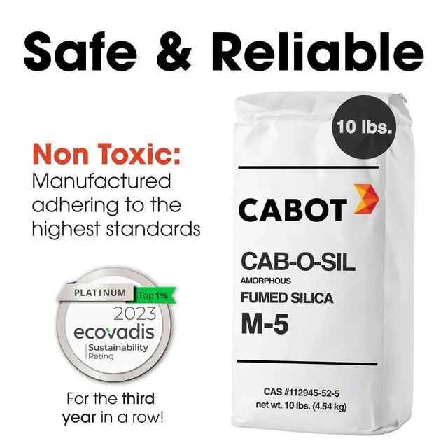 Alt view image 2 of 6 - Cabosil M5 Fumed Silica, Cab-o-SIL, Industrial Grade Hydrophilic Enhancer for Epoxy, Paints, Varnishes, Coatings, Adhesives and Sealants (10 Pound Bag)