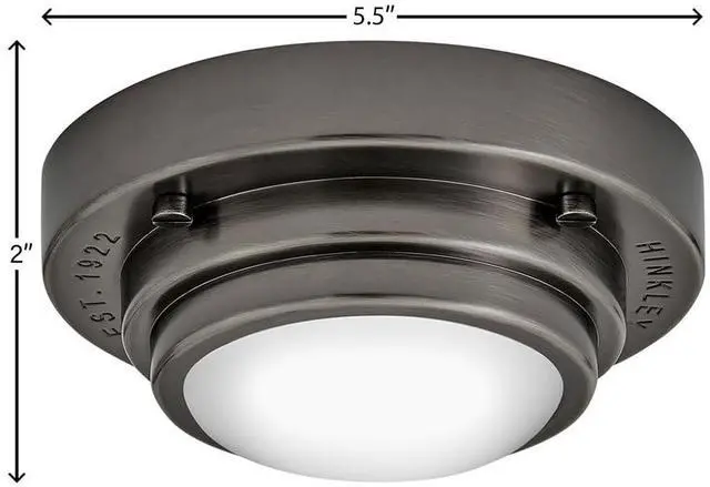 Alt view image 2 of 6 - Porte Extra Small Flush Mount Ceiling Light or Wall Sconce, Etched Opal Glass Shade, Dual-Mount Design, Integrated LED, ADA Compliant, Black Oxide Finish