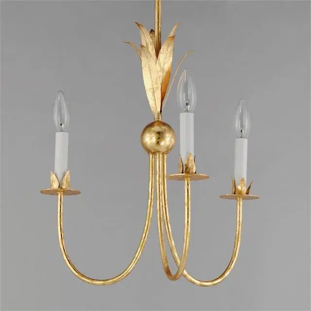 Alt view image 2 of 6 - Lighting Paloma 3-Light Mini Pendant | Gold Leaf Finish | Modern Mini Pendant for Kitchen Islands and Counters | Adjustable Cord Suspension | 2883GL