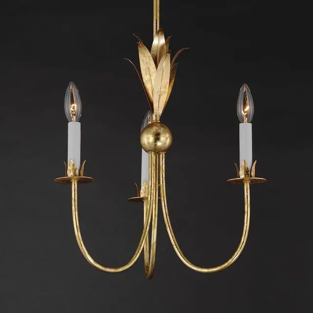 Alt view image 5 of 6 - Lighting Paloma 3-Light Mini Pendant | Gold Leaf Finish | Modern Mini Pendant for Kitchen Islands and Counters | Adjustable Cord Suspension | 2883GL